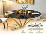 45.27"Round Dining Table,Modern Minimalist Dining Table,Faux Marble Printed Tempered Glass Top with W5123P491129