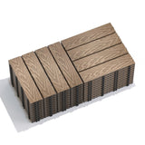 Patio Floor Tiles Pack of 22 WPC Wood-Plastic Composite Patio Deck Tiles DIY Interlocking Decking W206P201290