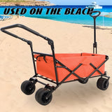 ZNTS Utility Park Garden Cart Tool Customized Color Folding Camping Trolley Outdoor Picnic Beach Wagon W321P190090