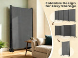 4 Panel Folding Rolling Room Divider with Lockable Universal Wheels, Non-See-Through Polyester 17275363