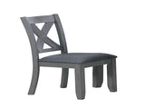 Gray Finish Dining Table 6x Chairs 7pcs Dining Set Cushion Seat Nailhead X-Cross Back Chairs Dining B011P348932