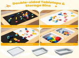 All-in-One Kids Activity Table and Chairs Set, Pine Wood Sensory Table with Foldable Storage Bins 83850785