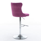 Swivel Velvet Barstools Adjusatble Seat Height from 25-33 Inch, Chrome base Bar Stools with Backs W1143137914