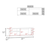 Suxta 63" Wide Tv Stand with Three Open Shelves and Three Bottle Cubbies, Cable Management, Bar Tv B070P254798