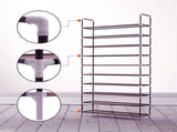 Simple Assembly 10 Tiers Non-woven Fabric Shoe Rack with Handle Dark Brown 52546666