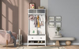 U-Can Hall Tree with 6 Hooks and Hinged Lid, Coat Hanger, Entryway Bench, Storage Bench, 3-in-1 N724P184891K