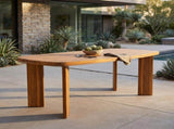 71" Outdoor Acacia Wood Dining Table, Teak Finish, Rounded End Rectangular Patio Wooden Table for N762P506193D
