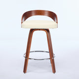 Bar Stools Set of 2, Swivel Bar Height Stools with Low Back, Wood Bar Chairs with Soft Cushion Seat, W1143P173432