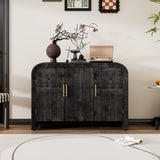 ZNTS TREXM Retro Minimalist Curved Sideboard with Gold Handles and Adjustable Dividers for Living Room or WF317093AAB