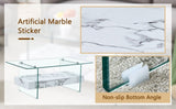 43.3 Inch Modern Two-Tier Coffee Table - Clear Tempered Glass and White Marble Texture, W1151P232633
