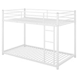 ZNTS Twin over Twin Metal Bunk Bed, Low Bunk Bed with Ladder,White 67500234