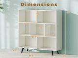 7 Cube Bookcase 3-Tier Modern Storage Organizer with 4 Metal Legs Bookshelves 68770112