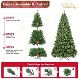 Artificial 5ft Green LED-lit Christmas Tree with 551PVC Mixed Branch Tips,Hinged Premium & Foldable 63839578