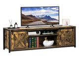 3-layer Double Barn Door with Sliding Rail X-shaped Panel TV Cabinet MDF with Triamine Retro Brown 94882860