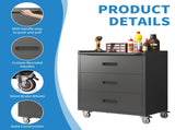 Heavy-Duty Metal Storage Cabinet with Wheels - 3 Drawer Tool Cabinet for Garage, Office, and Home 68821751