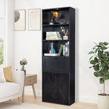 3-Layer 1 Drawer 2 Doors Double Z Shape Melamine Board 60*23.5*180cm Display Cabinet Black 55368679