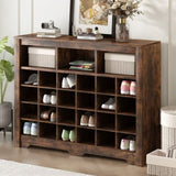 ZNTS ON-TREND Sleek Design 24 Shoe Cubby Console, Modern Shoe Cabinet with Curved Base, Versatile WF309308AAP