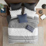 King/Cal King 3 Piece Cotton Duvet Cover Set with Chenille Tufting B03596502