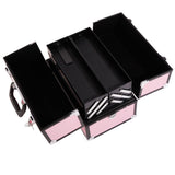 ZNTS SM-2083 Aluminum Alloy Makeup Train Case Jewelry Box Organizer Pink 83925841