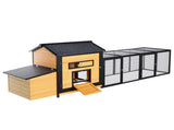 118" Large Wooden Chicken Coop Outdoor Hen House with Nesting Box, Leak-Proof Pull-Out Tray, Asphalt 27993479