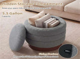 Round Rotating Storage Footstool with Solid Wood Frame, No Assembly Required Makeup Chair with 5.5 77685920