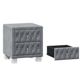 Elegant Velvet Nightstand with 2 Drawers and Crystal Handle, Storage Bedside Table with N733P210398E