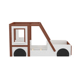 Fun Play Design Twin Size Car Bed, Kids Platform Bed in Car-Shaped for Kids Boys Girls Teens,White WF312561AAK