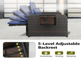 Patio Rattan Daybed Set, 2-in-1 Wicker Loveseat Sofa with Multipurpose Ottoman & Retractable Side 24305570
