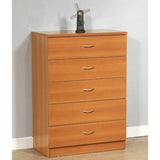 Five drawer chest Metal handles Metal Glide rails Light Cherry color B107P293602