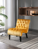 COOLMORE Modern Velvet Armless Accent Living Room Chair / Leisure Chair,Upholstered Fabric Button W39550127