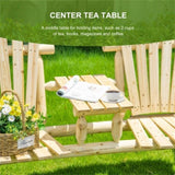 Wood Patio Chair Bench with Center Coffee Table/Garden chairs/courtyard chairs 59075108