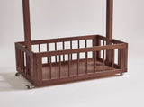 Solid Wood Freestanding Coat Rack with Rolling Wheels & Storage Basket, 27.56"15.75"70.87", Walnut W5368P553521