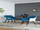 Set of 2 Blue Fabric Side Chair, Living Room Bedroom Kitchen Vanity Accent Chair, 23" x 23" x 34" W2078127365