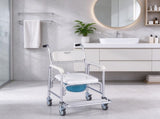 4-in-1 Bedside Commode Chair with Wheels, 350 lbs Capacity Portable Toilet & Raised Toilet Seat, 5L 74279325