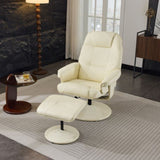 011-Massage Recliner Chair with Ottoman, 360&deg Swivel PU Leather Reclining Chair with Wrapped Base W2636P262427