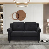 Fashionable living room sofa with double seats, black fabric W1927113235