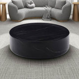 ZNTS 35.43'' Black Marble Round Coffee Table,Simple Modern Center Cocktail Table for Living Room W876P154757