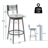 Honey Swivel Bar Stools Paper Rope Handwoven Barstools with Back Set of 2 Rustic Round Counter W1757P144567