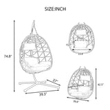 ZNTS Egg Chair Stand Indoor Outdoor Swing Chair Patio Wicker Hanging Egg Chair Hanging Basket Chair 21430320