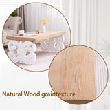 Ornate Coffee Table 47" Rectangular Farmhouse Style Table with White Carved Base and Natural W2729P298232