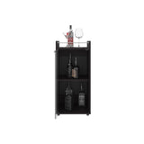 Theba Minibar Cabinet 2 Doors, Open Shelf And Compact Design, Modern Bar Storage, Black B200P335382