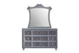 1pc Glam 9-Drawer Dresser w Tempered Glass Top Velvet Tufted Drawer Front Faux Crystal Drawer Knobs B011P228579