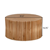 31.5" Retro Fashion Style Cylindrical Coffee Table with Vertical Texture Relief Design,Suitable for W757P183279
