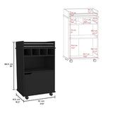 Phoenix Bar Cart with 2 Open Shelves 4 Cubbies and Cabinet B070P173181
