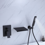 Waterfall Tub Handheld Shower Wall-Mount Tub Filler Handheld, Matte Black Bathtub Shower Faucet DSBB861MB
