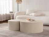 Round Wood Coffee Table for Living Room for Small Space Apartment and No Need Assembly W3081P255040