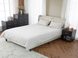 Black P2 Particle Board and Density Board Wavy Pattern Drawer Front Three-Level Four-Drawer Bedside 08161616