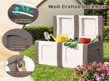 53 Gallon Large Outdoor PP Deck Box Waterproof Storage Box with Lockable Lid & Side Handles-Beige 53661892