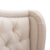 Marcella Upholstered Shelter Headboard Bed Set, King, Sky Neutral Beige Polyester B2719P238225
