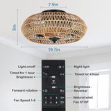 Rattan Ceiling Fan with 5 Bulbs W2738P242331